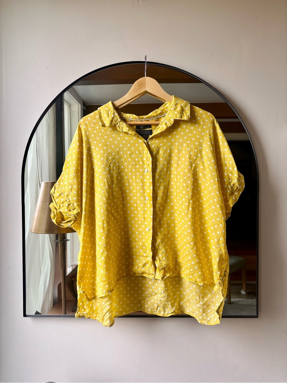 RACHEL ZOE | linen polka dot short sleeve | size xl